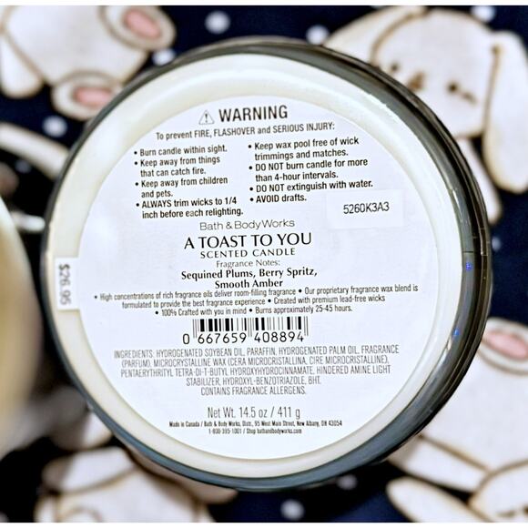 Lot of 2 Bath & Body Works A Toast to You Large 3-Wick Candle 14.5oz - Picture 3 of 4